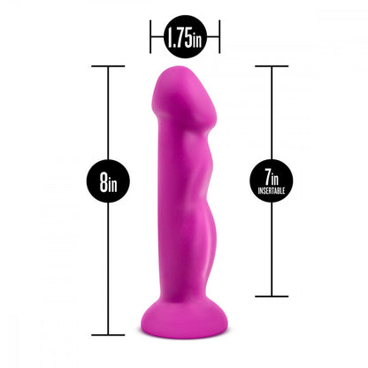 Size dimensions of Blush Avant Suko D11 curved silicone dildo – 8-inch suction cup dildo available at SugarX.
