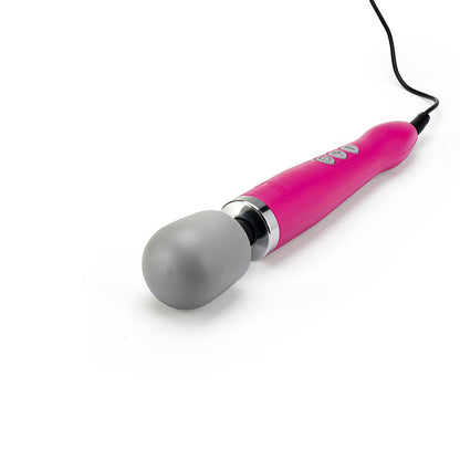 Doxy Original Massager wand vibrator in pink lying flat, head facing the camera, on a plain white background. Available at SugarX in the Vibrators Collection.