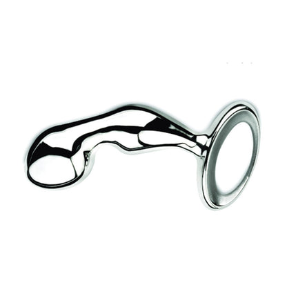 Njoy Pfun Plug on white background showing ergonomic curve and polished stainless steel finish at SugarX.