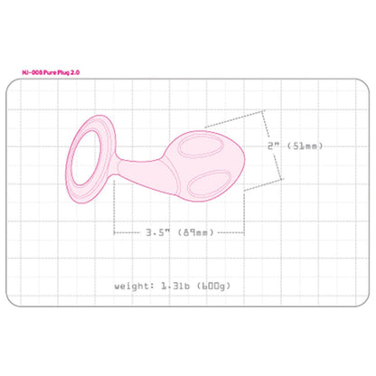 Njoy Pure Plug 2.0 XL luxury sex toy shown in diagram to show scale and weight reference at SugarX.