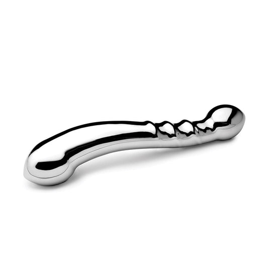Njoy Eleven luxury stainless steel dildo on white background at SugarX.