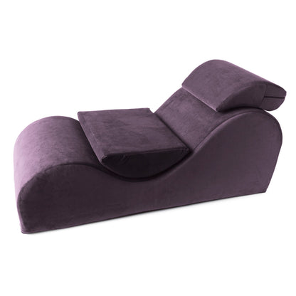 Aubergine Liberator Esse sex chair on a white background. Stylish and ergonomic sex furniture available at SugarX.