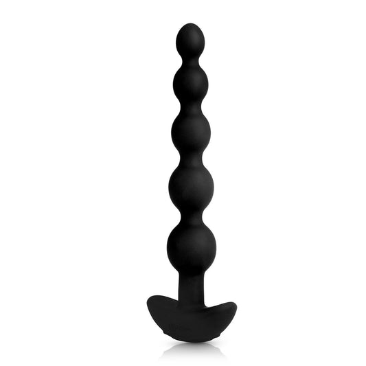 B-Vibe Cinco Beads - Black on white background. Available at SugarX in Sex Toys in the Butt Plug collection.