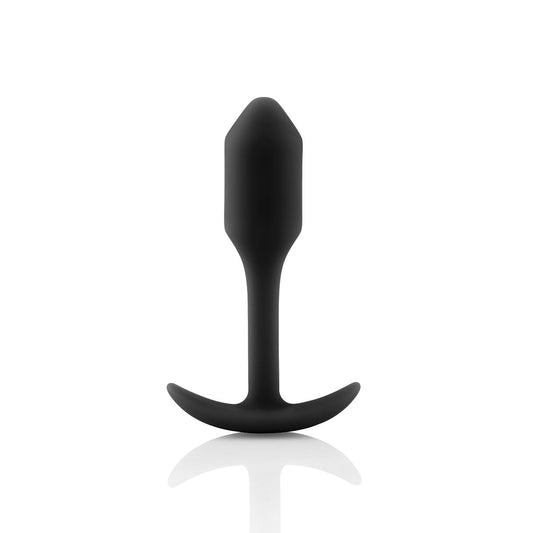 B-Vibe Snug Plug 1 - Black on white background. Available at SugarX in Sex Toys in the Butt Plug collection.