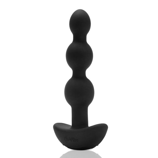 B-Vibe Triplet Beads - Black on white background. Available at SugarX in Sex Toys in the Butt Plug collection.