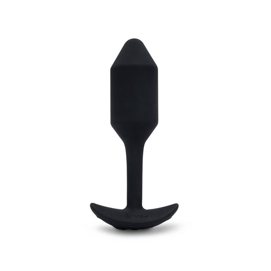 B-Vibe Vibrating Snug Plug 2 - Black on white background. Available at SugarX in Sex Toys in the Butt Plug collection.