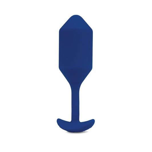 B-Vibe Vibrating Snug Plug 4 - Navy on white background. Available at SugarX in Sex Toys in the Butt Plug collection.