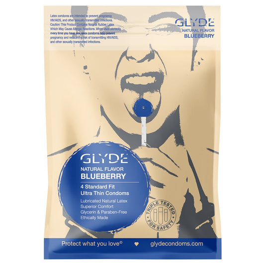Glyde Organic Blueberry Condoms 4pk Latex Condoms