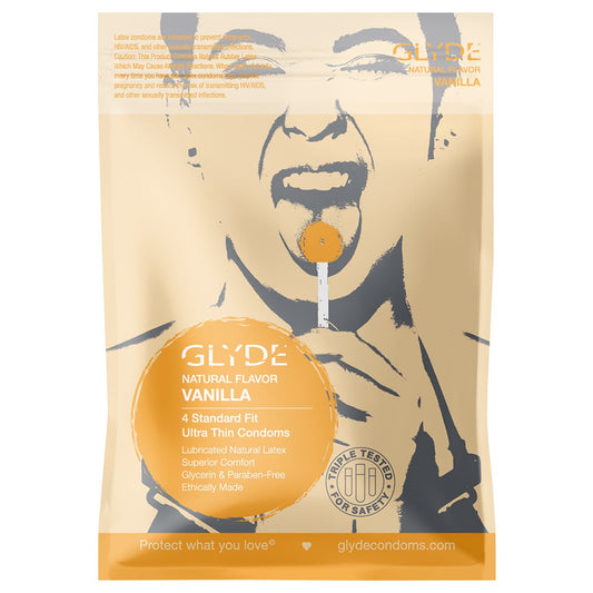 Glyde Organic Vanilla Condoms 4pk Latex Condoms