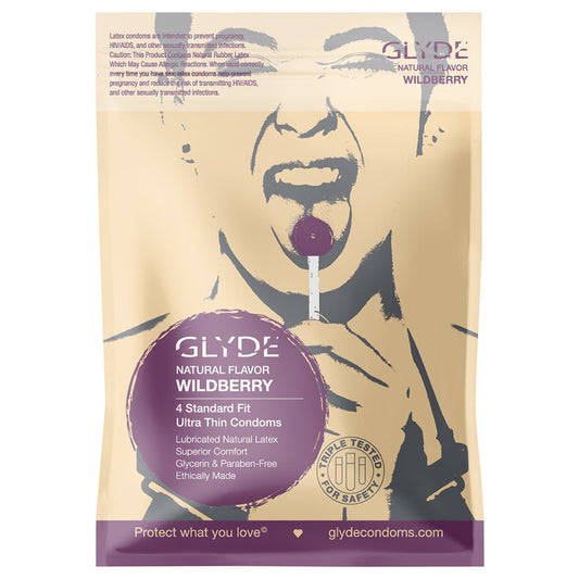 Glyde Organic Wildberry Condoms 4pk Latex Condoms