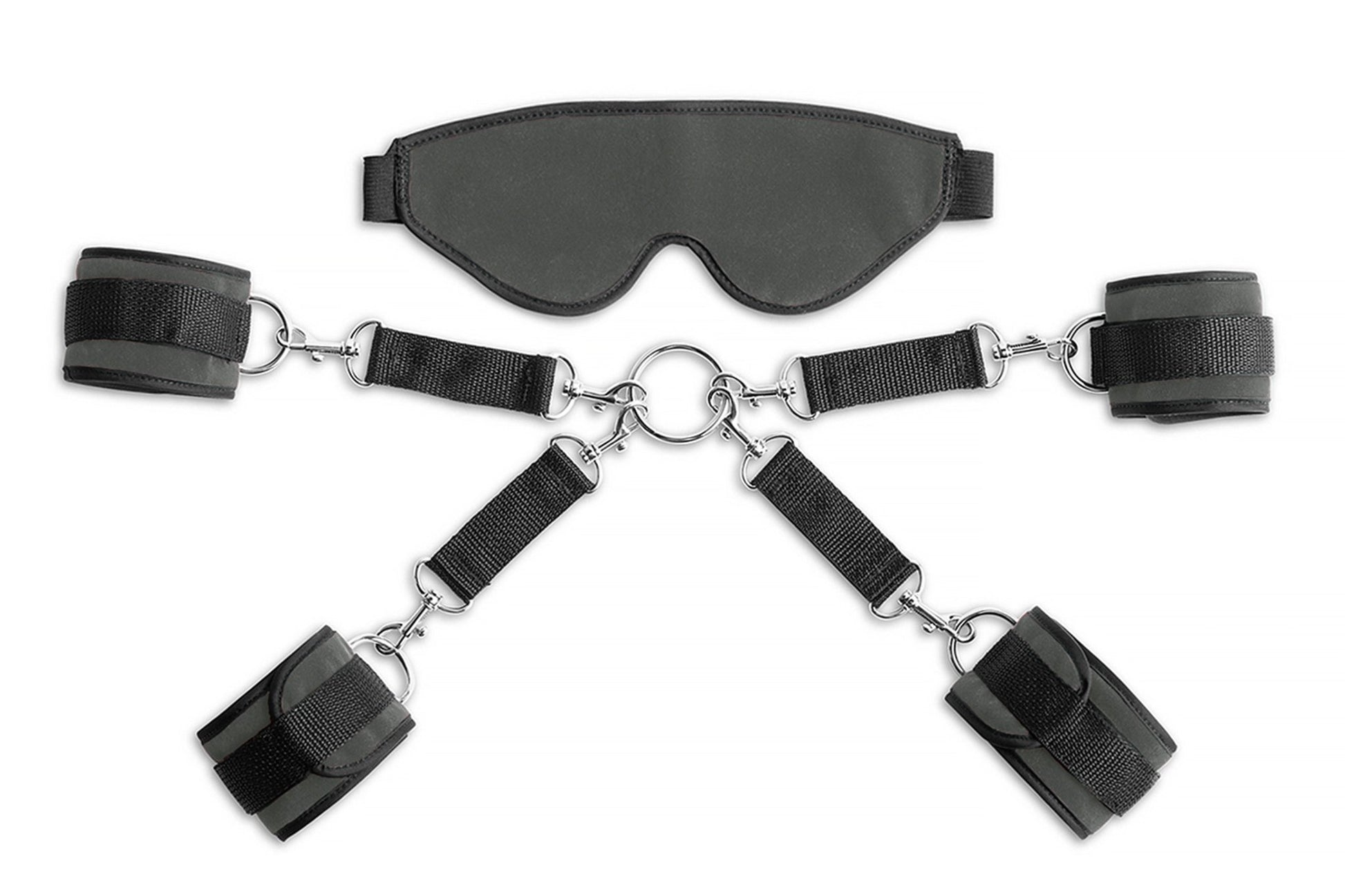 Liberator Bond Deluxe Cuff and Blindfold Kit Grey Restraint Kits