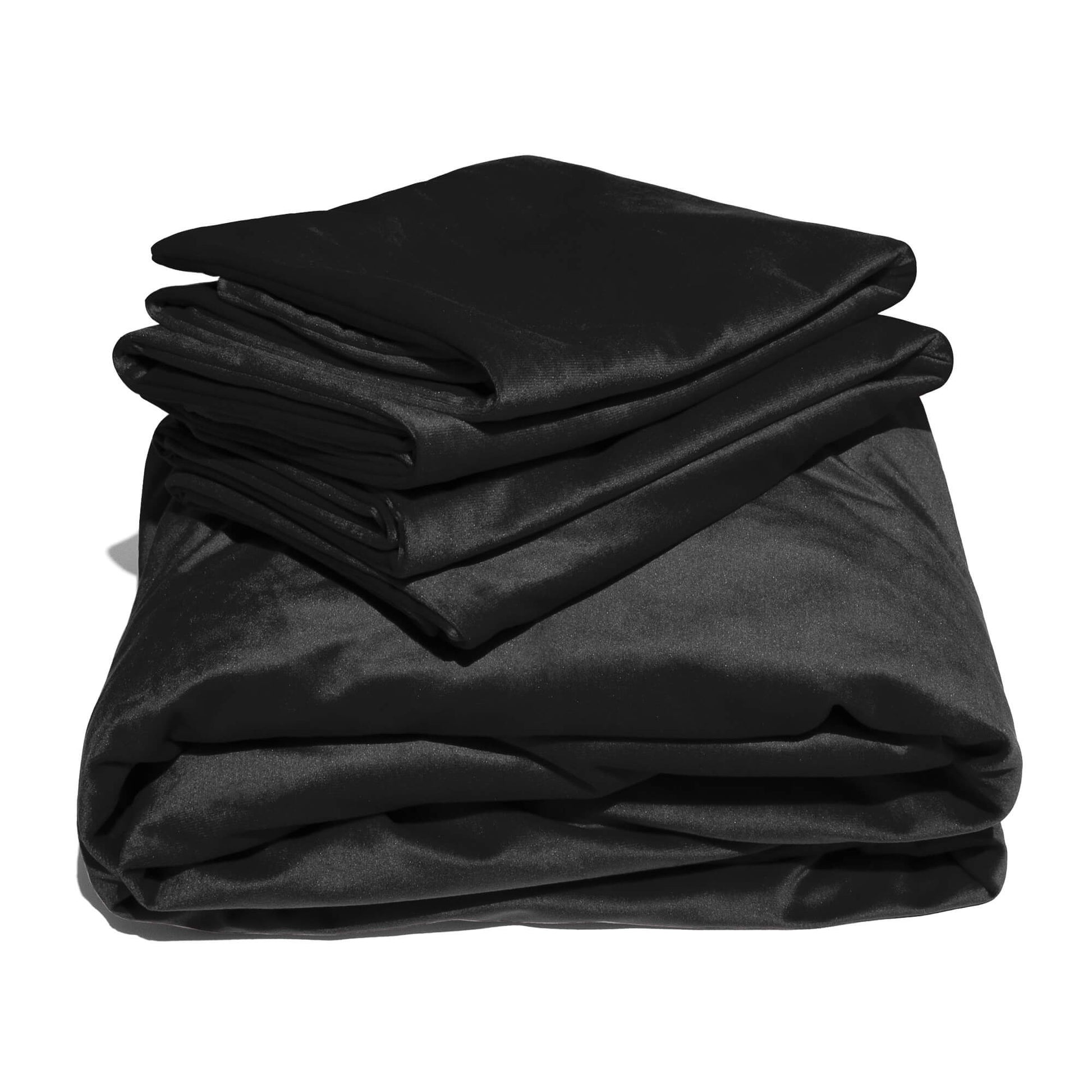 Liberator Liquid Velvet Sheet and Pillow Covers Black Throws