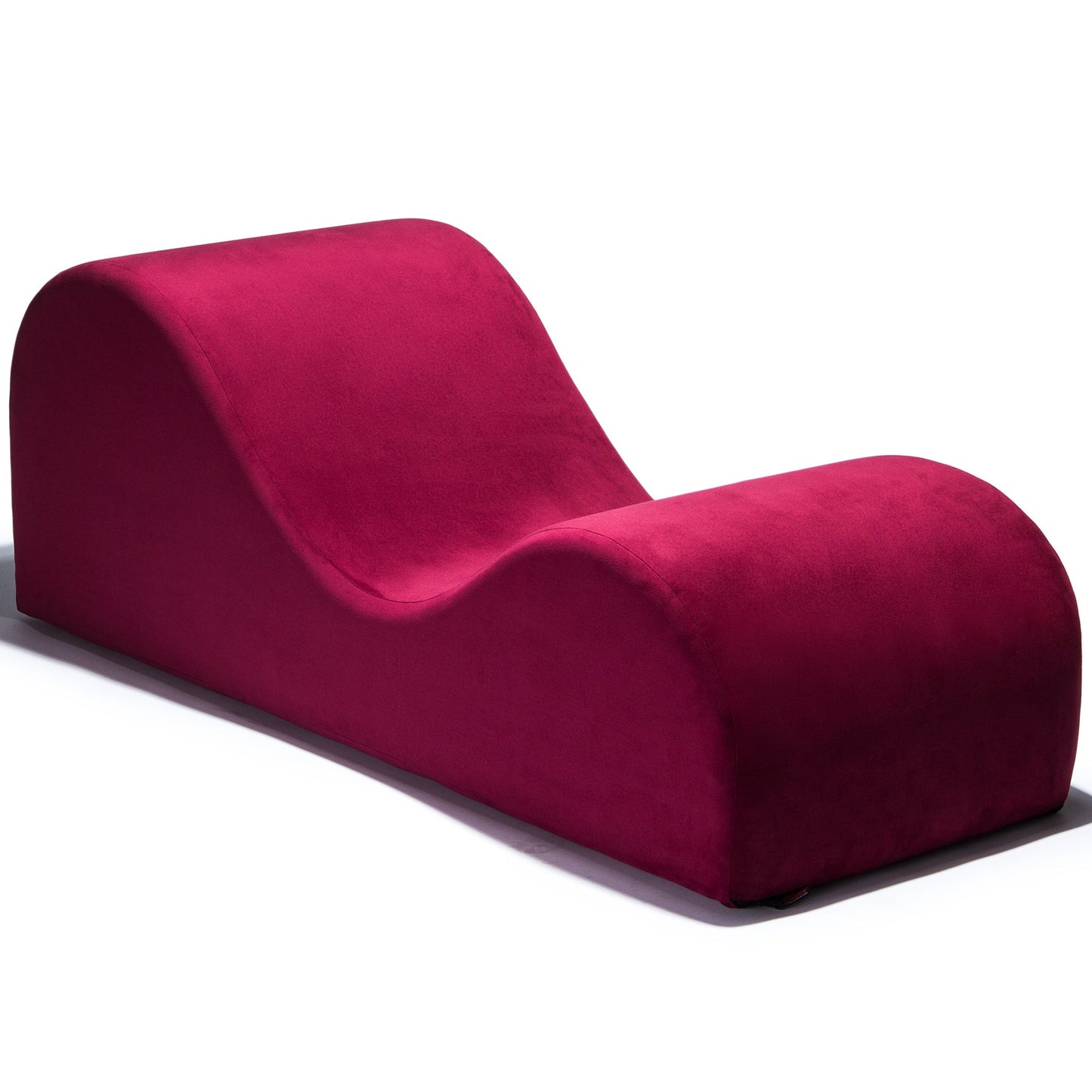 Liberator Esse sex chaise in merlot, shown without the mini-scoop in the center, on a white background. Premium sex furniture available at SugarX.