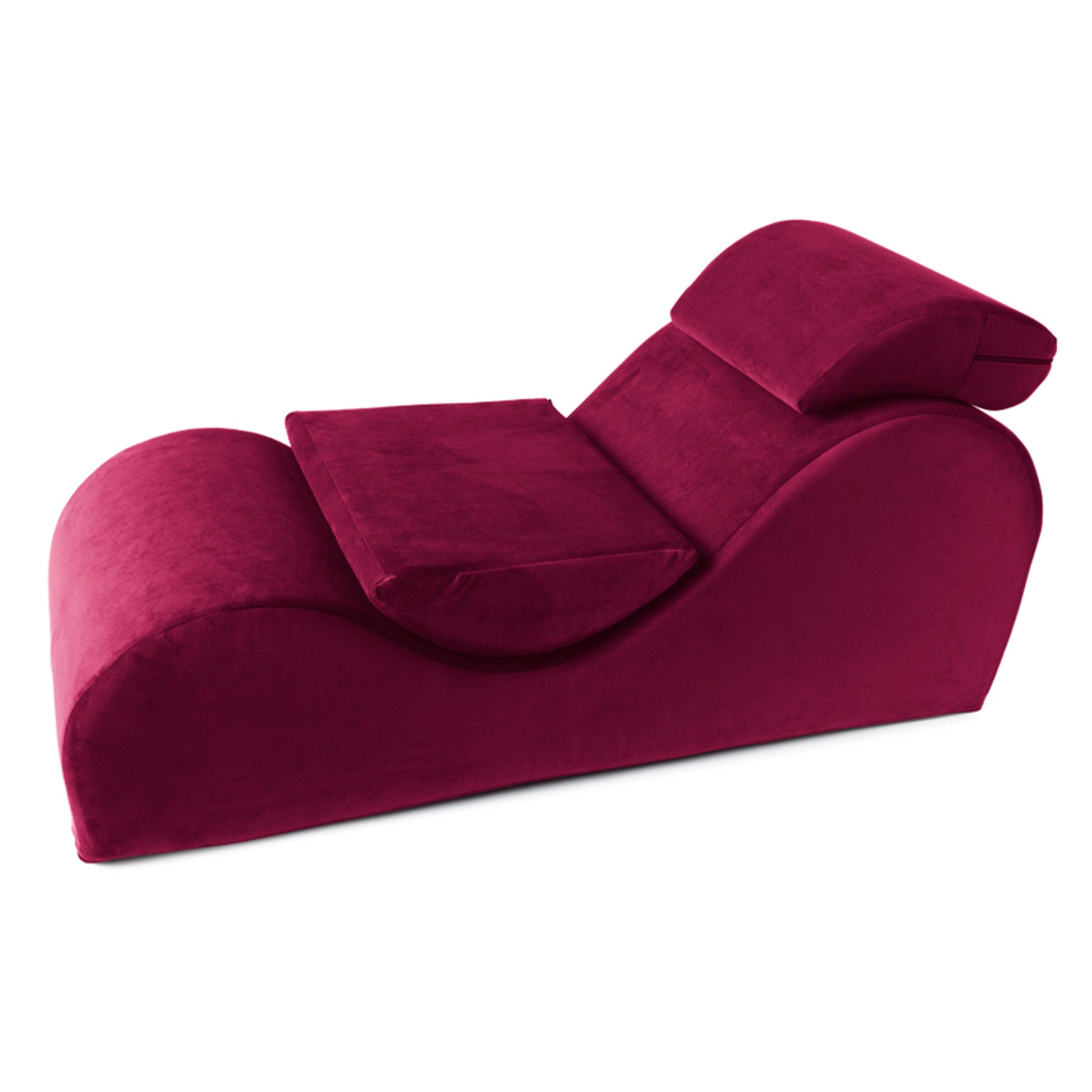 Liberator Esse sex chaise in merlot on a white background. Premium sex furniture designed for comfort and versatility, available at SugarX.

