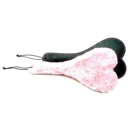 Ruff Doggie Styles-Spank-Her Heart Paddle Pink Plush & Black Leather - SugarX