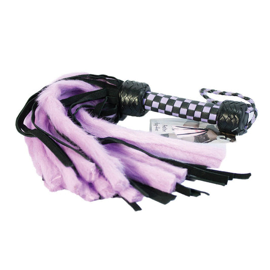 Suede and Fluff MINI Flogger - 18" - Purple/Black Crops & Floggers