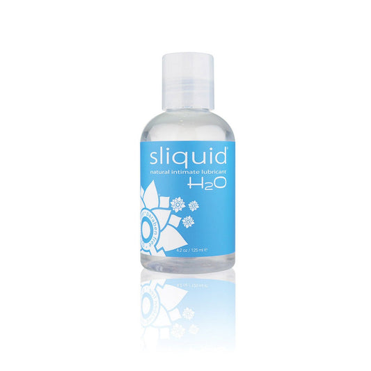 Sliquid H2O 4.2oz Water Based Lube on a white background. Available at SugarX in the Water-Based Lubricant section of the Personal Lubricant collection.