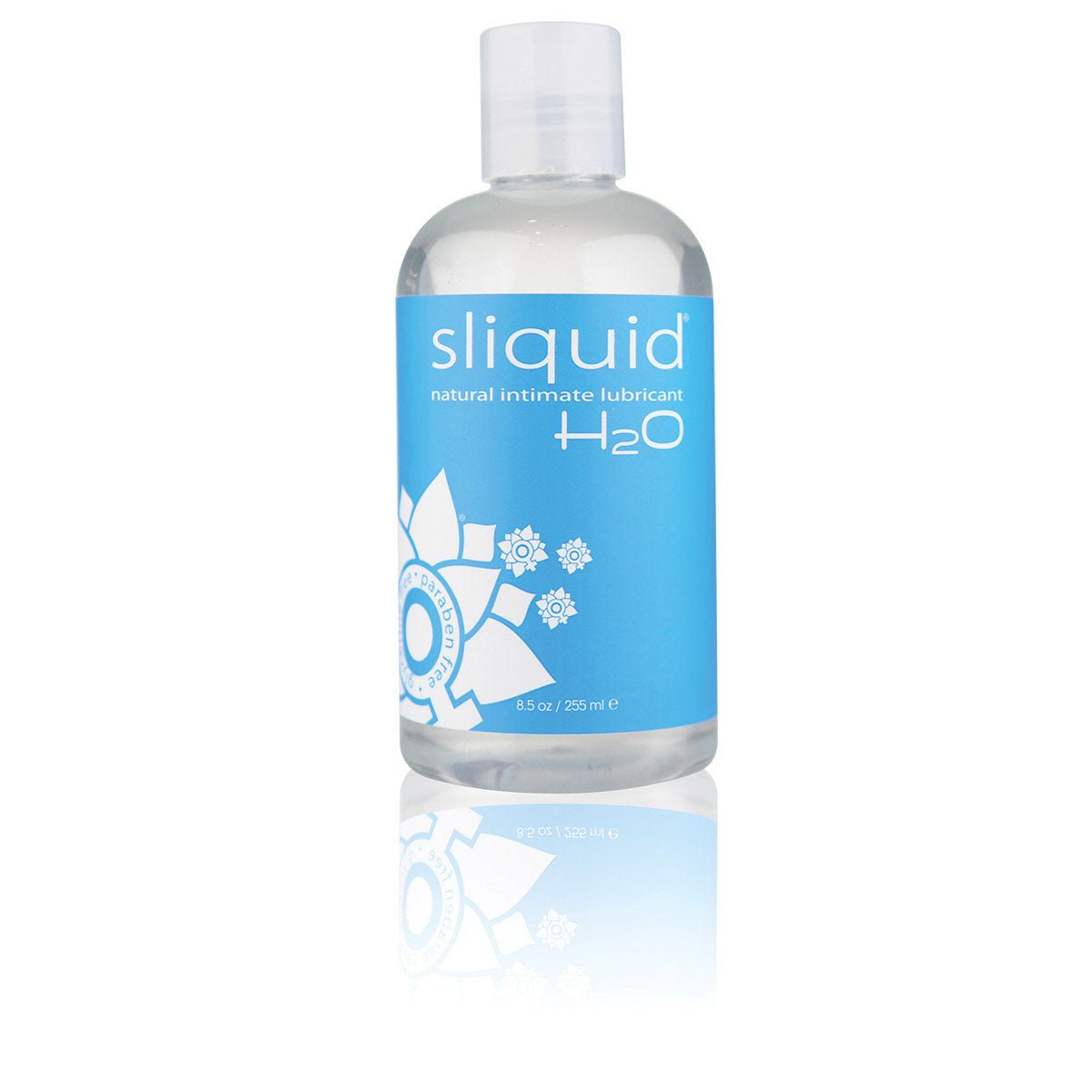 Sliquid H2O 8.5oz Water Based Lube on a white background. Available at SugarX in the Water-Based Lubricant section of the Personal Lubricant collection.