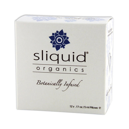 Sliquid Organics Lube Cube 12pk Lube Samplers on a white background. Available at SugarX in the Personal Lubricant collection.