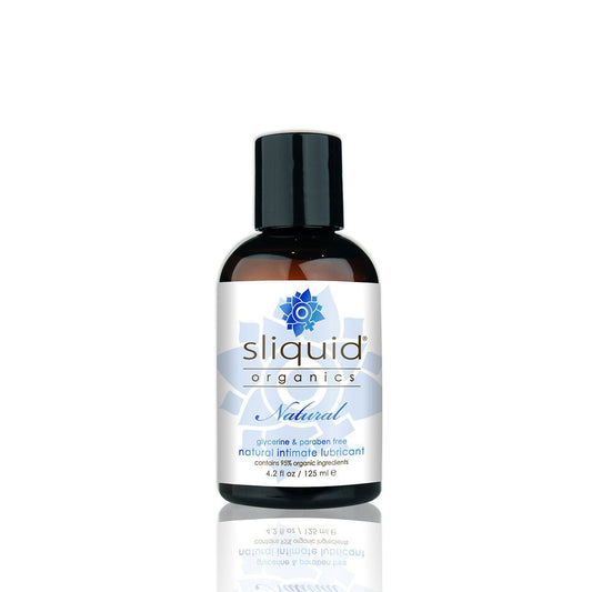 Sliquid Organics Natural 4.2oz Water Based Lube on a plain background. Available at SugarX in the water-based lube section of the personal lubricant collection.