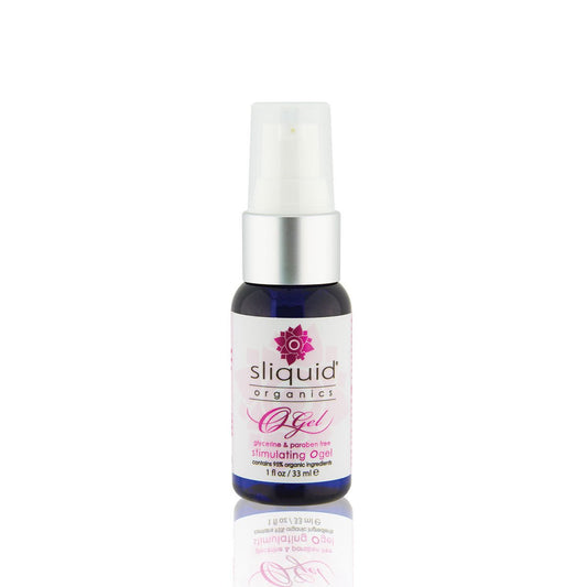 Sliquid Organics O Gel 1oz Stimulating Lubes & Oils on a plain white background. Available at SugarX.