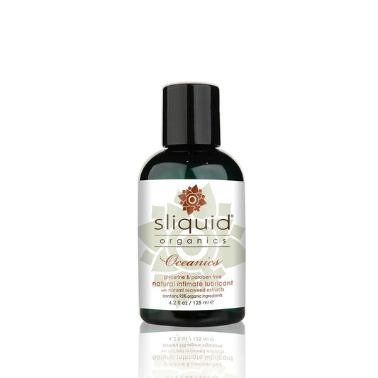 Sliquid Organics Oceanics 4.2oz Aloe Based Lube on a plain background. Available at SugarX in the aloe lube section of the personal lubricant collection.