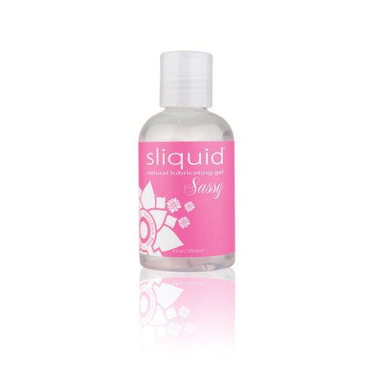 Sliquid Sassy 4.2oz Water Based Lube on a white background. Available at SugarX in the water-based lube section of the personal lubricant collection.