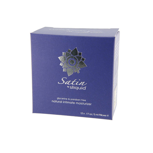 Sliquid Satin Lube Cube 12pk Water Based Lube on a white background. Available at SugarX in the Water-Based Lubricant section of the Personal Lubricant collection.